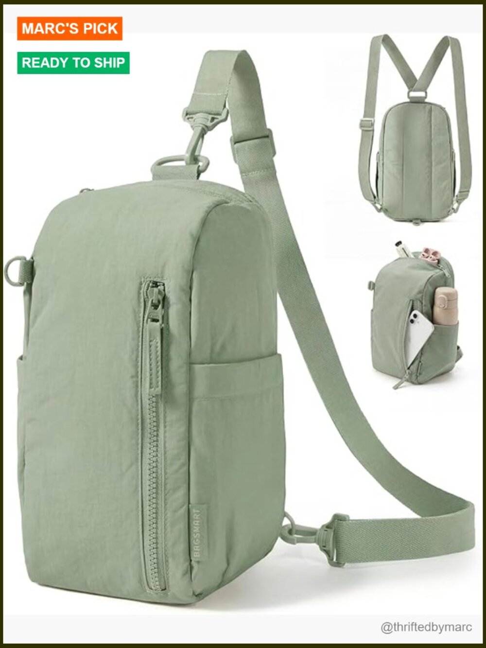 Small Sling Bag 9L Crossbody Backpack Purse Nylon Travel Gym Daypack